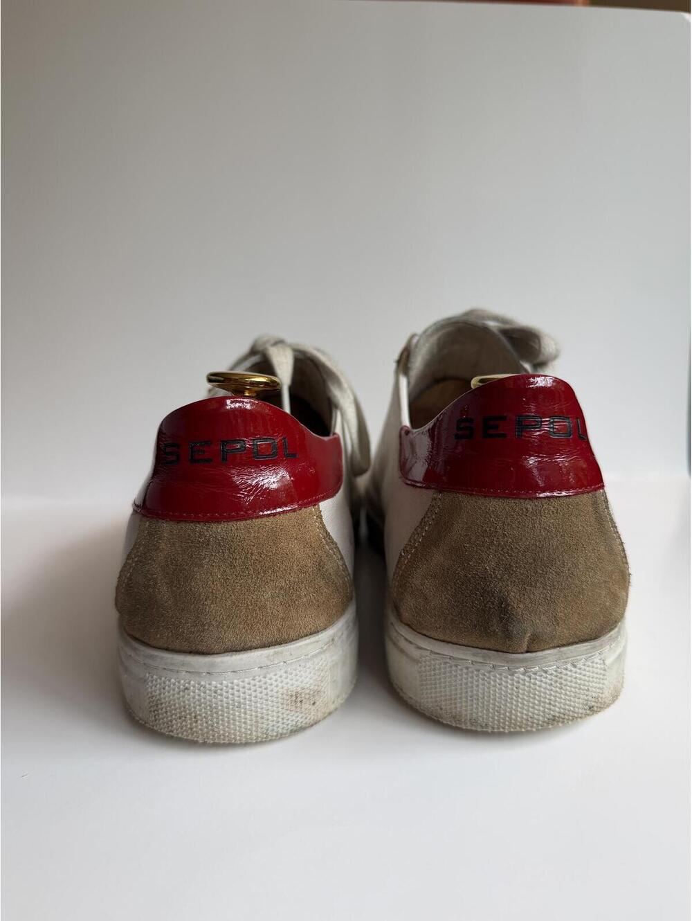 SEPOL White Leather Sneakers with Red and Blue Accents - Picture 4 of 6